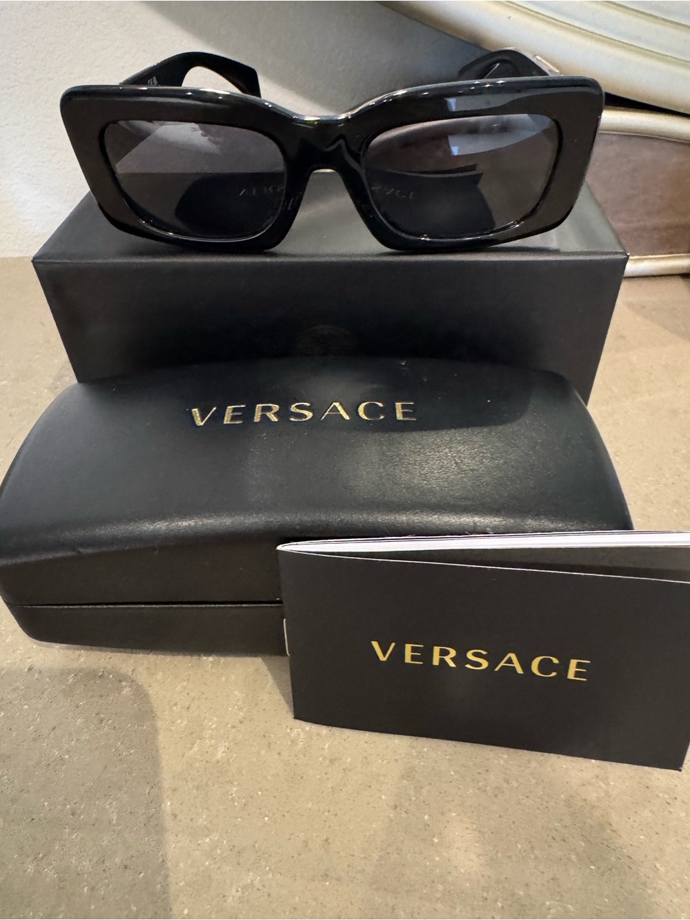Versace Women’s Black Gloss Square Sunglasses